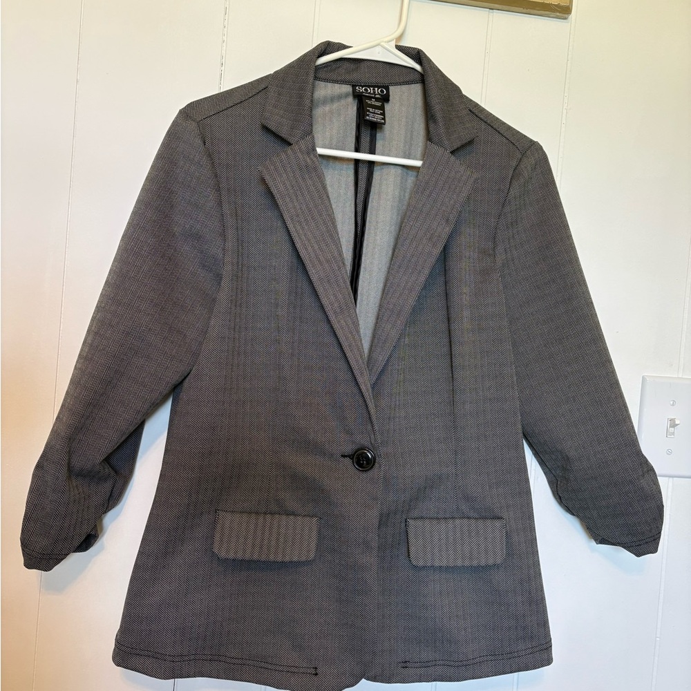 Soho Charcoal Gray Women's Single-Button Blazer